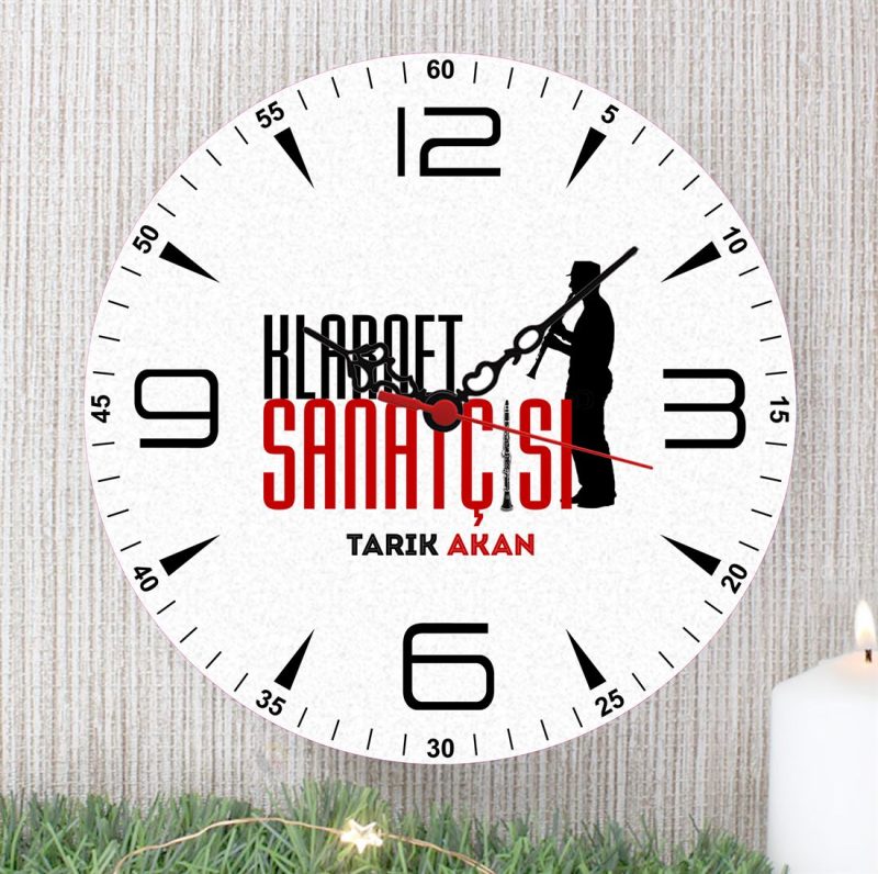 Klarnet Sanatçısı Duvar Saati (1. Tasarım) - Görsel 1