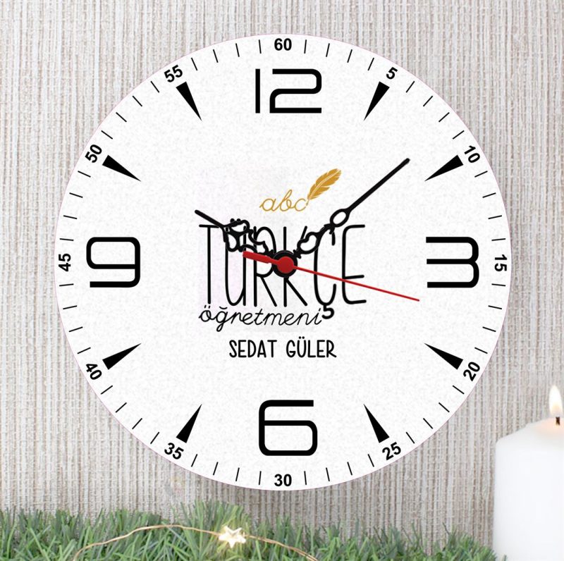 Türkçe Öğretmeni Duvar Saati (5. Tasarım) - Görsel 1