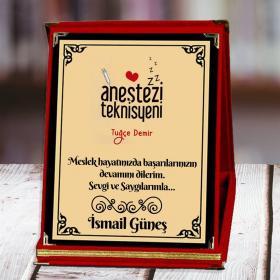 Anestezi Teknisyenine Özel Kişiselleştirilebilir Baskılı Plaket