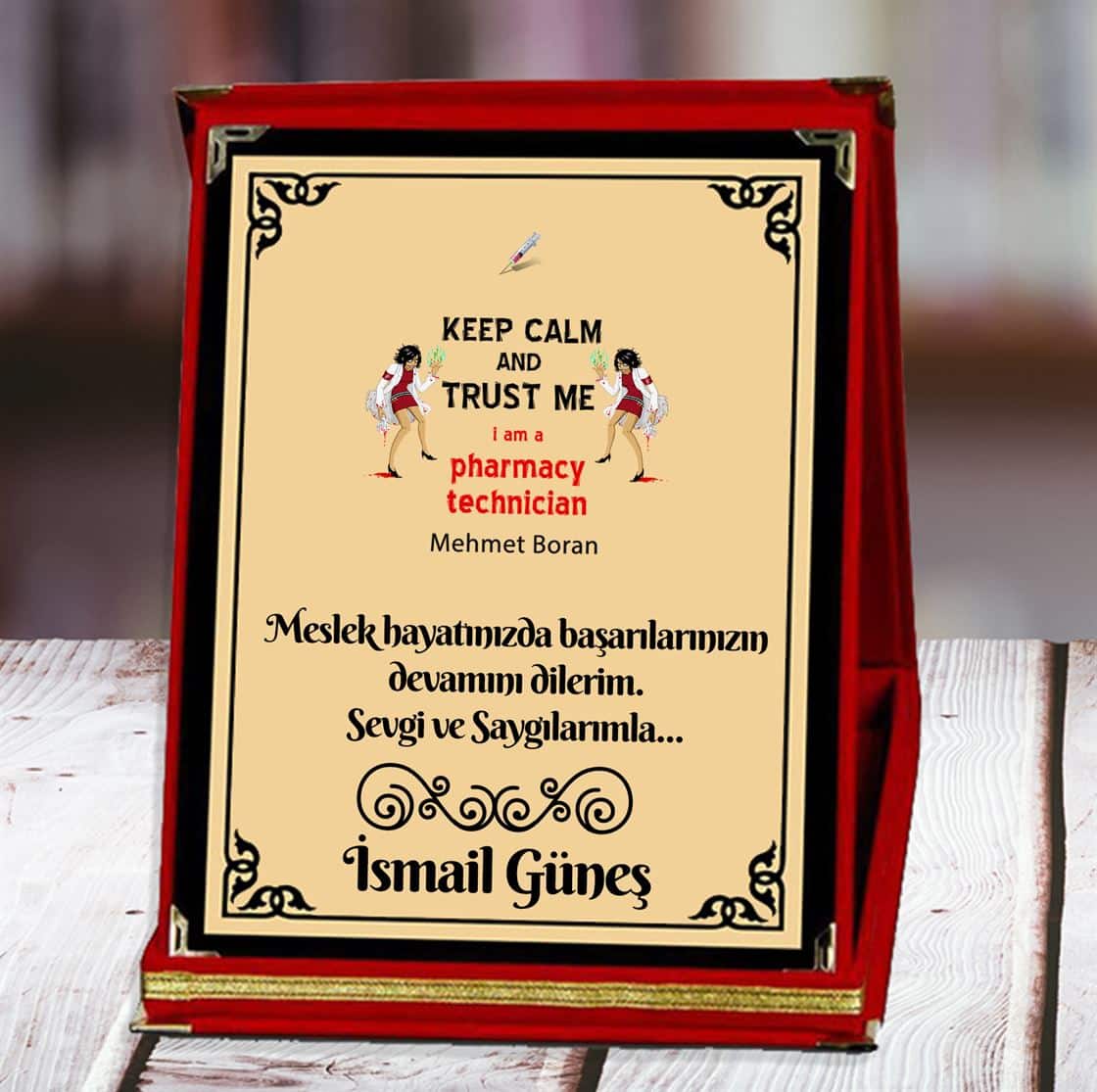 13.-Plaket Eczacı Teknisyeni Baskılı Plaket (4. Tasarım) | Kişiye Özel
