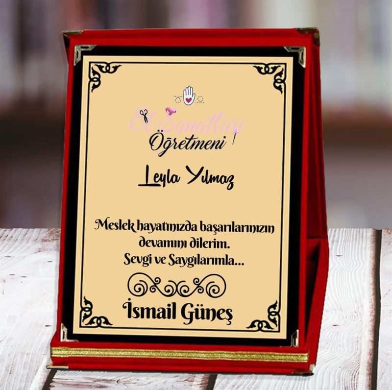 El Sanatları Öğretmeni Baskılı Plaket (1. Tasarım) | Kişiye Özel - Görsel 1