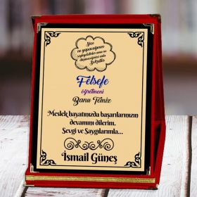 Felsefe Öğretmenine Özel Baskılı Plaket - İsme Özel Tasarım