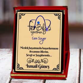 Fen Bilgisi Öğretmenine Özel Fotoğraflı Kadife Plaket