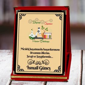 Biyoloji Öğretmenine Özel Fotoğraflı ve İsimli Kadife Plaket