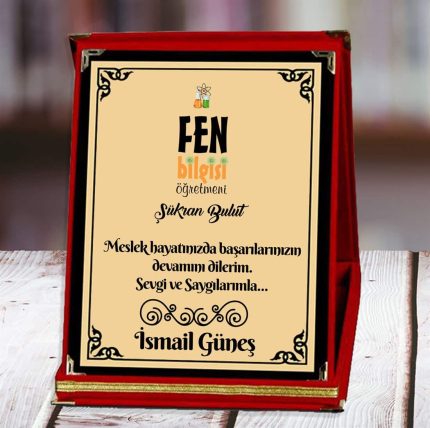 Fen Bilgisi Öğretmeni Baskılı Plaket (1. Tasarım) | Kişiye Özel