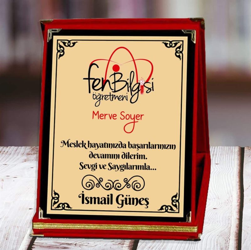Fen Bilgisi Öğretmeni Baskılı Plaket (2. Tasarım) | Kişiye Özel - Görsel 1
