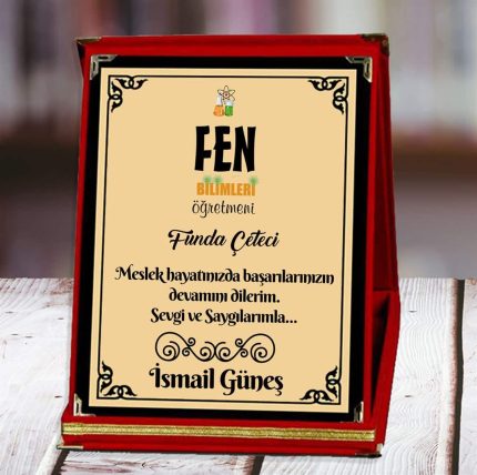 Fen Bilimleri Öğretmeni Baskılı Plaket (1. Tasarım) | Kişiye Özel