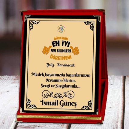 Fen Bilimleri Öğretmeni Baskılı Plaket (3. Tasarım) | Kişiye Özel