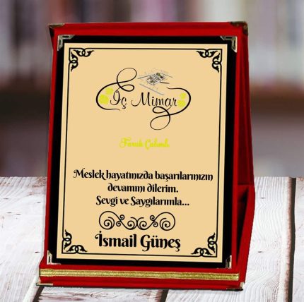 İç Mimar Baskılı Plaket (2. Tasarım) | Kişiye Özel