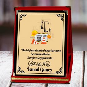 Kişiye Özel İnşaat Mühendisi Baskılı Saatli Plaket
