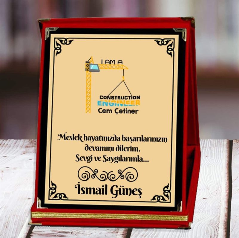 İnşaat Mühendisi Baskılı Plaket (4. Tasarım) | Kişiye Özel - Görsel 1