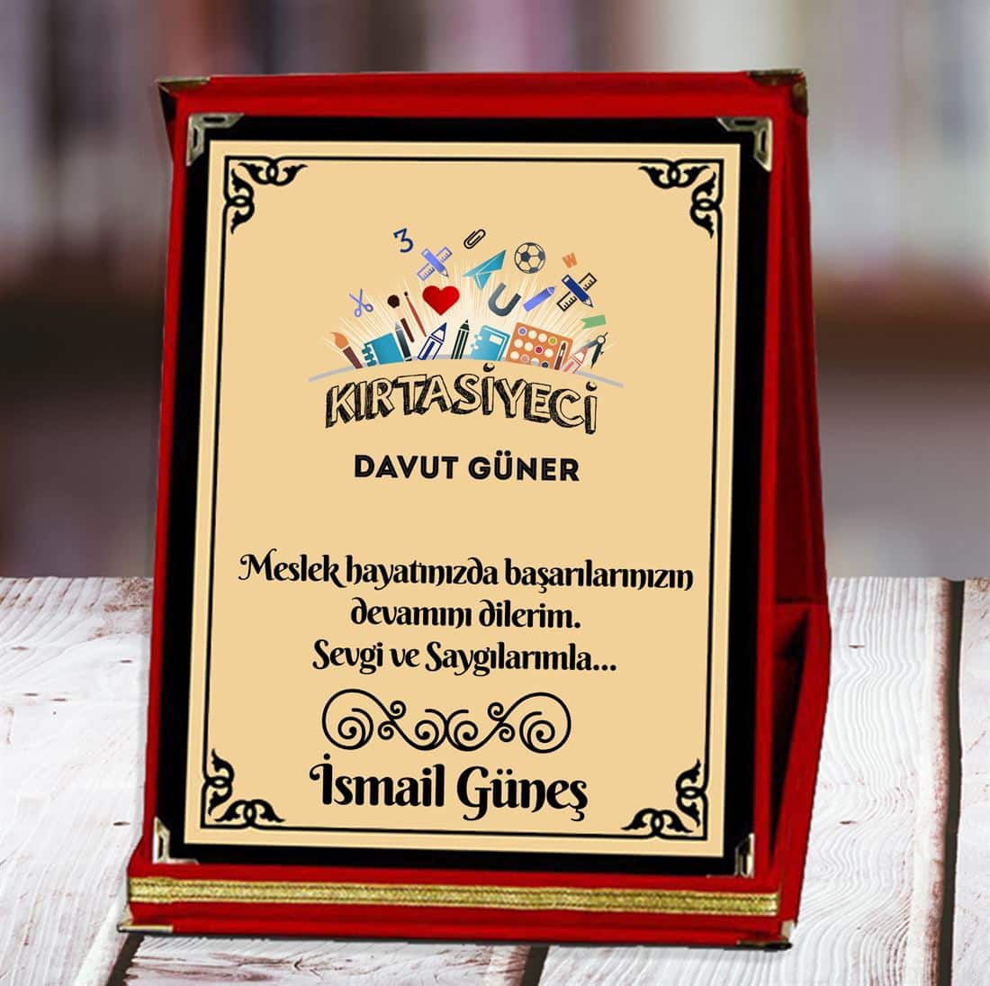 13.-Plaket Kırtasiyeci Baskılı Plaket (1. Tasarım) | Kişiye Özel
