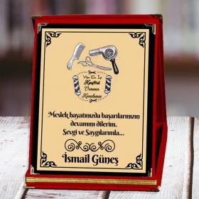 Kuaförlere Özel Kişiye Özel Baskılı Plaket - 1. Tasarım
