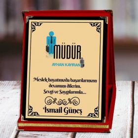 Müdüre Özel Plaket: Fotoğraf ve Yazı Baskılı Kişiye Özel Hediye