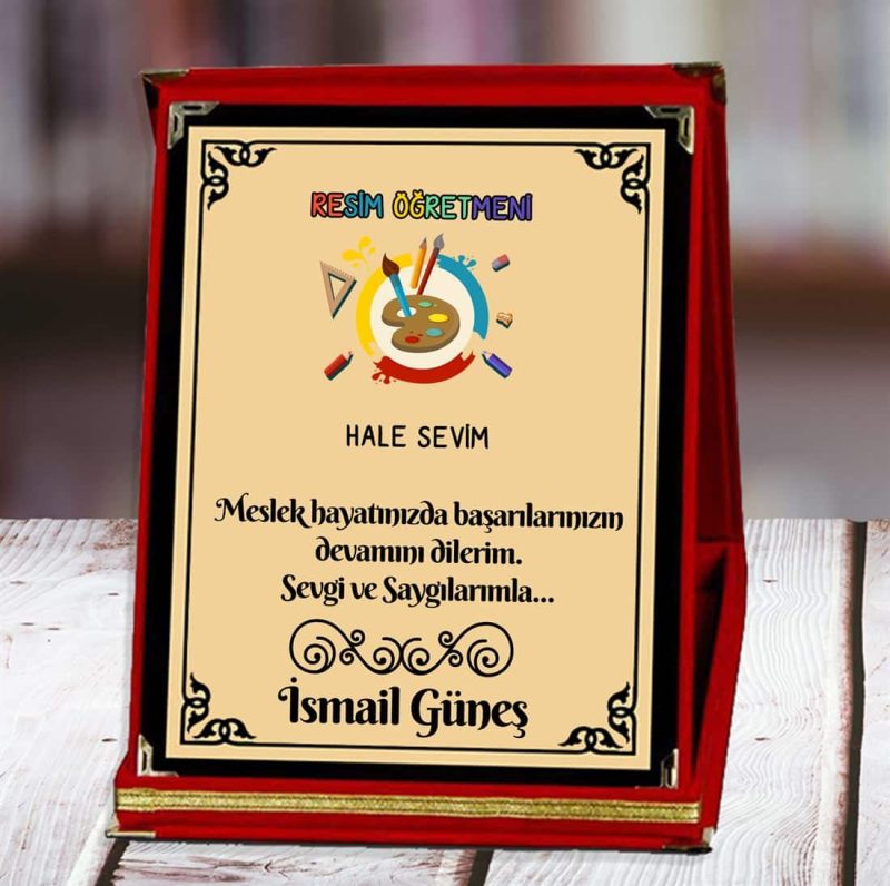Resim Öğretmeni Baskılı Plaket (3. Tasarım) | Kişiye Özel - Görsel 1