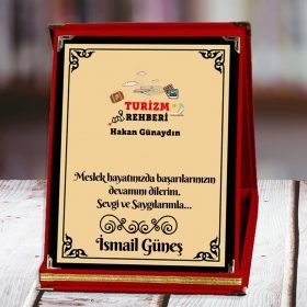 Turizm Rehberi Kişiye Özel Baskılı Plaket | Anlamlı Mesleki Hediye