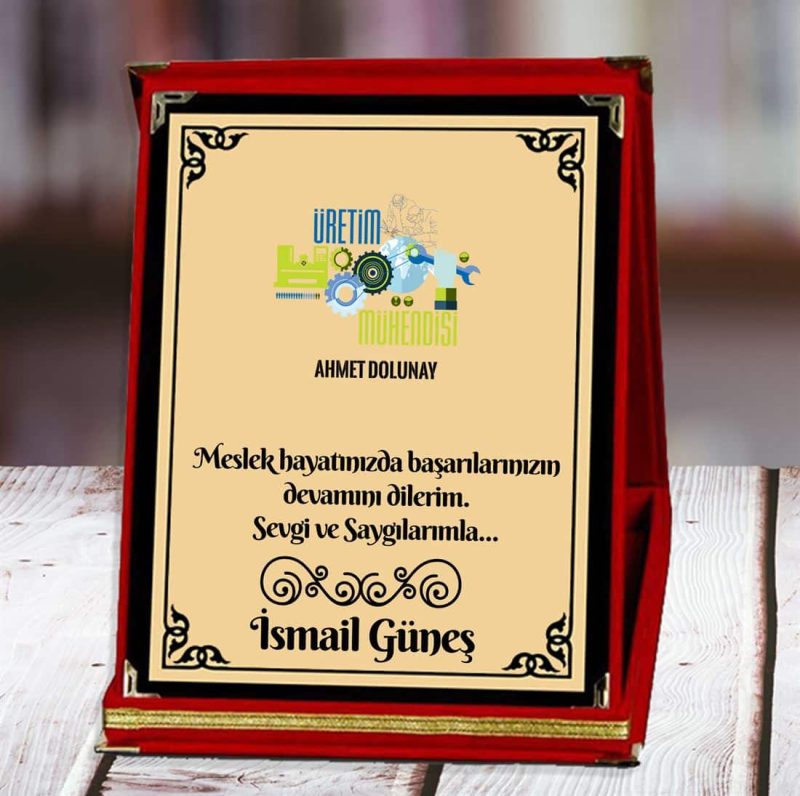 Üretim Mühendisi Baskılı Plaket (1. Tasarım) | Kişiye Özel - Görsel 1