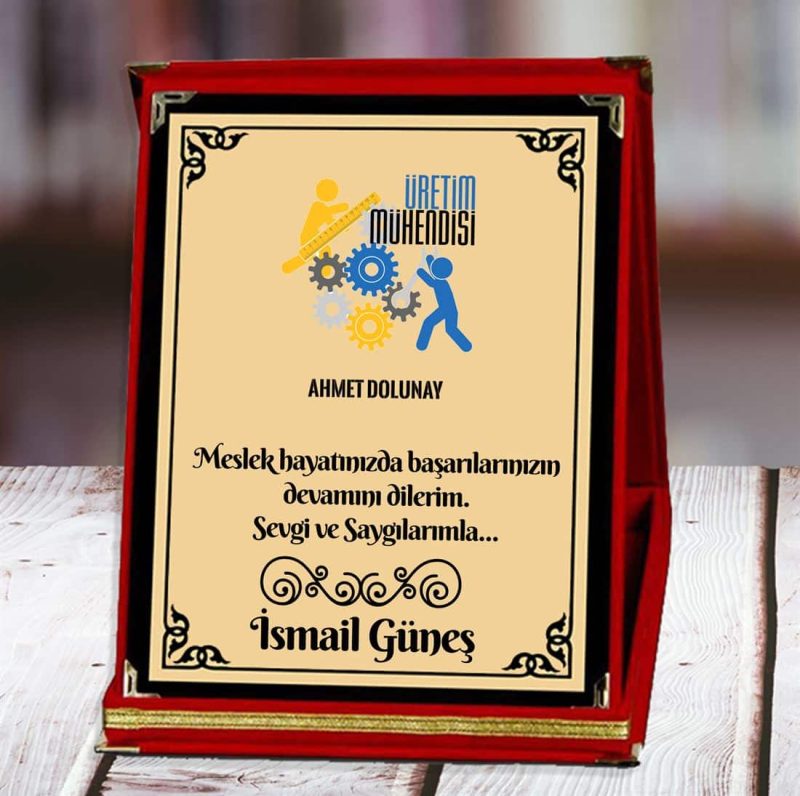 Üretim Mühendisi Baskılı Plaket (2. Tasarım) | Kişiye Özel - Görsel 1