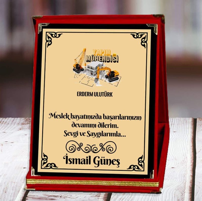 Yapı Mühendisi Baskılı Plaket (2. Tasarım) | Kişiye Özel - Görsel 1