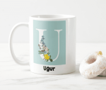 U Harfine Özel İsimli Baskılı Kupa Bardak