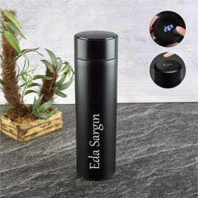 Kişiye Özel LED Dijital Sıcaklık Göstergeli Çelik Termos