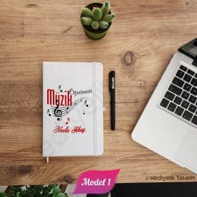 Müzik Öğretmenine Özel İsimli Defter ve Kalem Seti