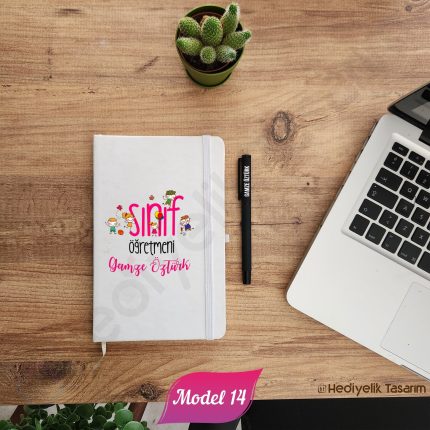 Sınıf Öğretmenine Özel Baskılı Defter ve Kalem Seti - 15 Farklı Tasarım
