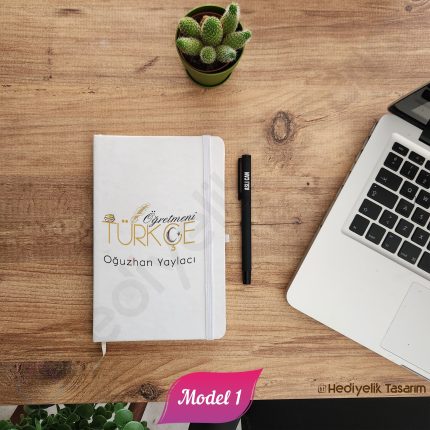 Türkçe Öğretmenine Özel Baskılı Defter ve Kalem Seti – 5 Farklı Tasarım